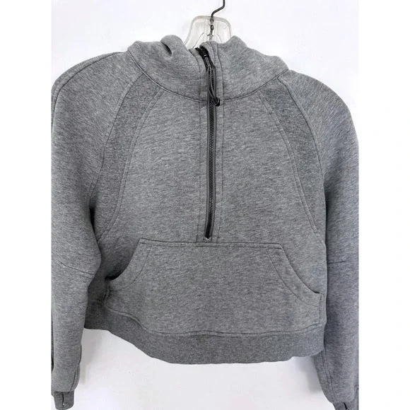 Lululemon Scuba Oversized Hoodie Womens Small Grey 1/2 Zip Pullover Thumbholes - Picture 4 of 6